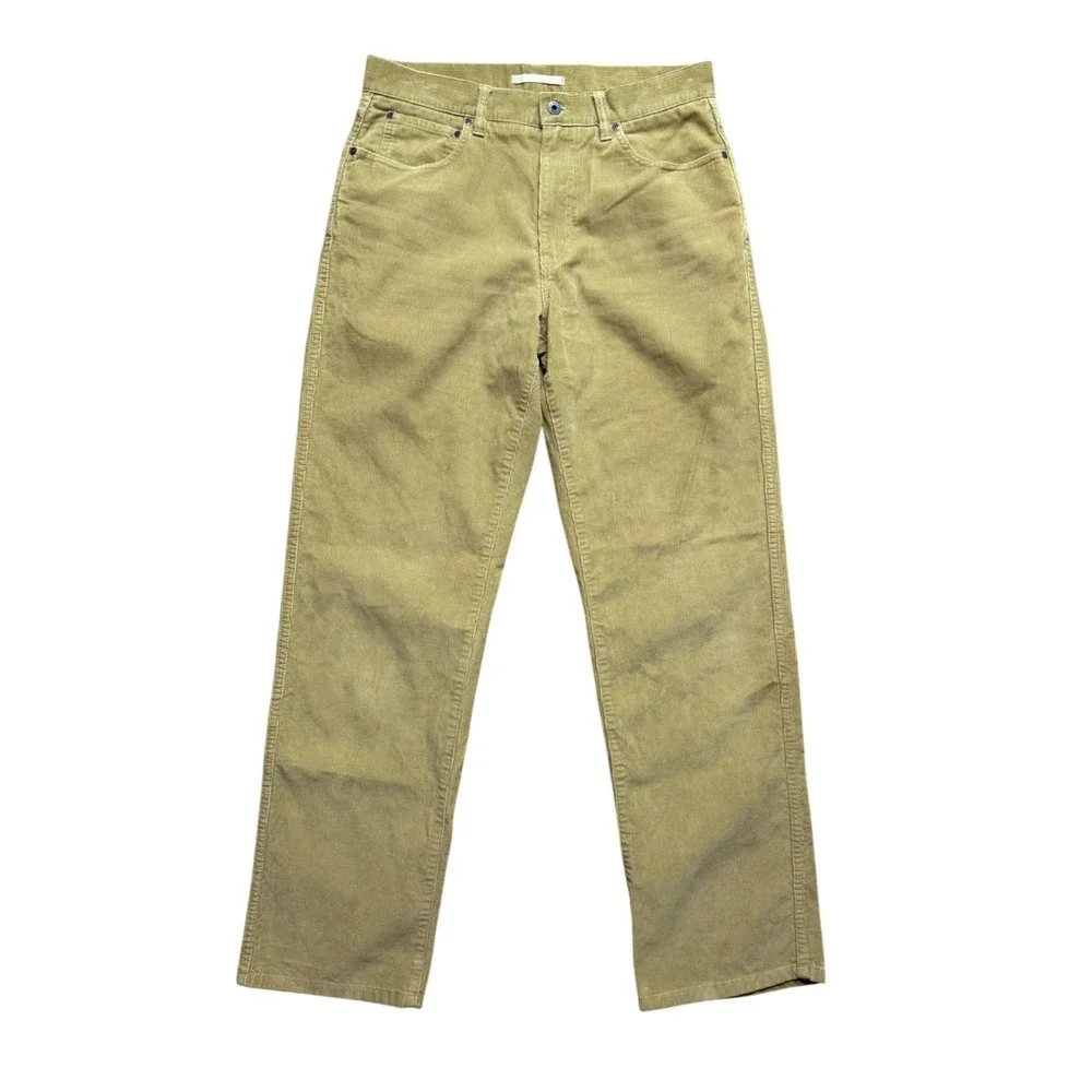 L.L.Bean Pants Mens 32x34 Natural Fit Olive Tan Corduroy 285262